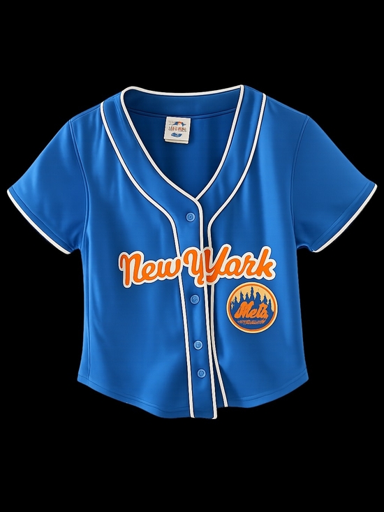 Tops - New York Mets Womens Small Blue Baseball Jersey Top